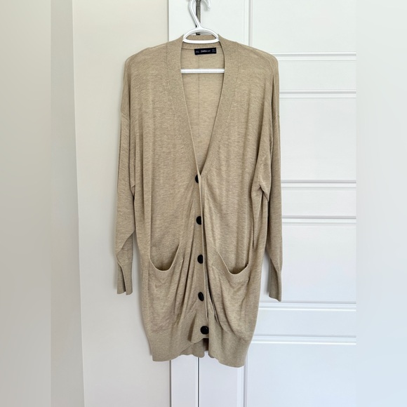 zara knit oatmeal color coat - Picture 1 of 6